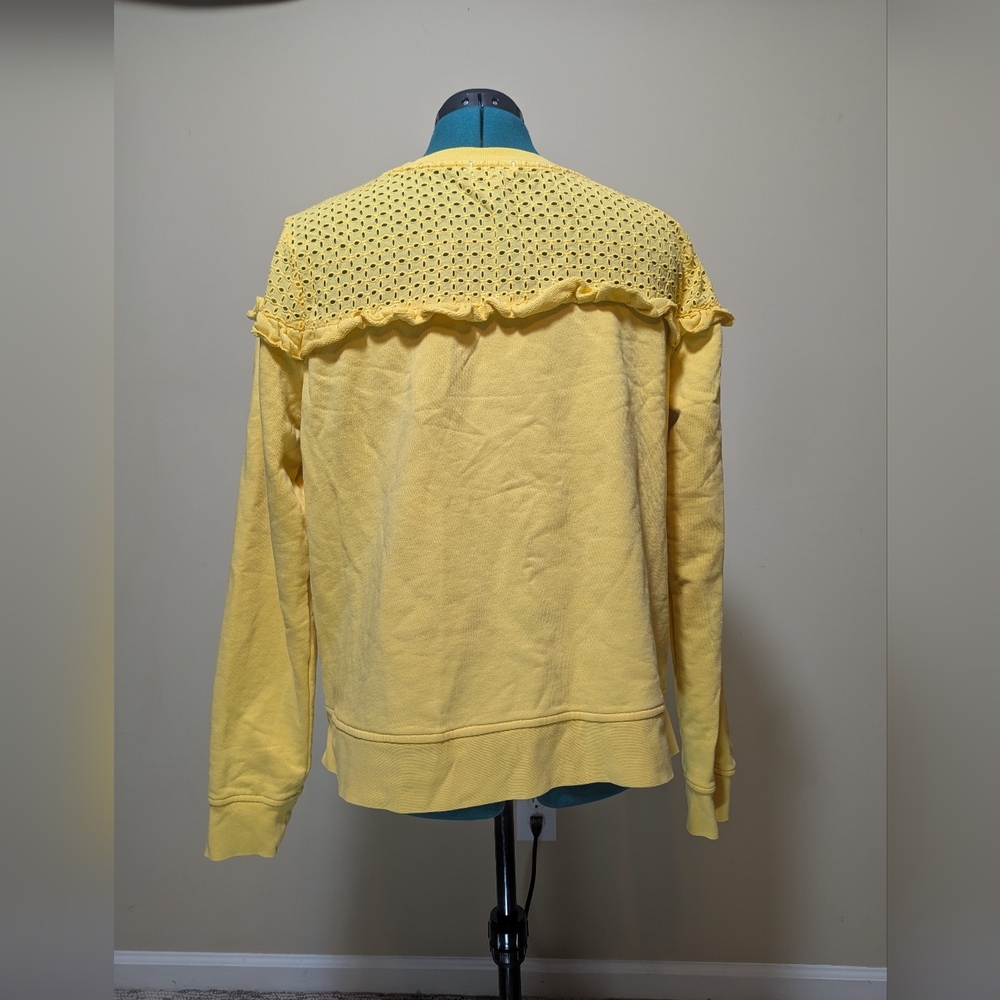 Crown & Ivy- Yellow Eyelet Ruffle Sweatshirt - Picture 4 of 4
